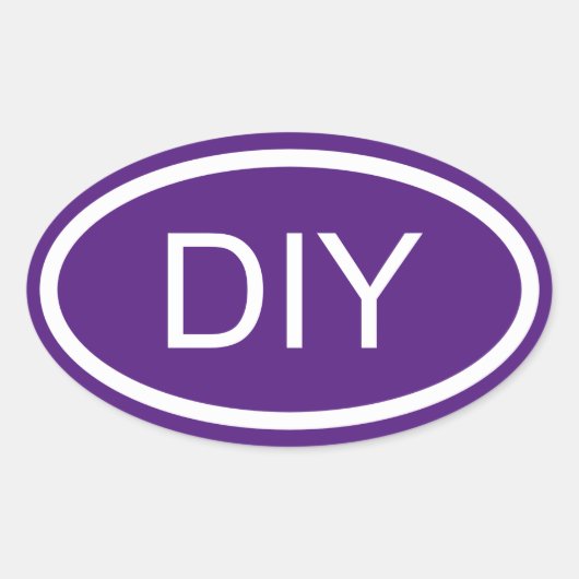 Royal Lila Monogram Euro Style Ovaler Aufkleber (Vorderseite)