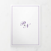 Royal Lila Monogram Formal Foto Wedding Dreifach Gefaltete Einladung (Cover)