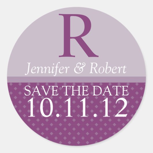 Royal Lila Monogram Umschlag Aufkleber (Vorderseite)