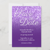 Royal Lila Ombre Glitzer Save the Date Einladung (Vorderseite)