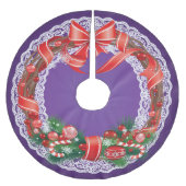 Royal Lila Ombre und Lace mit Weihnachtskranz Polyester Weihnachtsbaumdecke (Vorderseite)