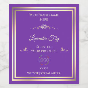 Royal Lila Product Label Gold Frame mit Logo Weinetikett