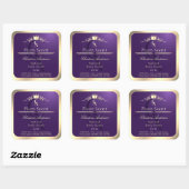 Royal Lila Product Label Gold Frame und Monogram Quadratischer Aufkleber (Blatt)