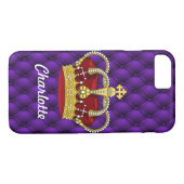 Royal Lila & Queen's Crown mit Vorname Case-Mate iPhone Hülle (Rückseite (Horizontal))