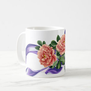Royal Lila Ribbon & Floral Gastgeschenk Hochzeit T Kaffeetasse
