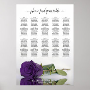 Royal Lila Rose 20 Table Wedding Seating Chart Poster