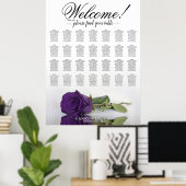 Royal Lila Rose 28 Table Wedding Seating Chart Poster (Heimbüro)