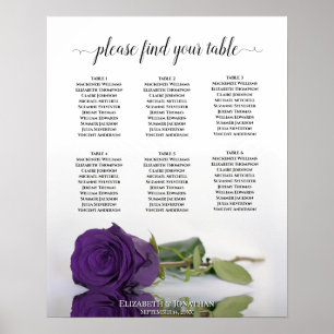 Royal Lila Rose 6 Tabelle Hochzeitskarte Poster