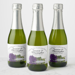 Royal Lila Rose Classy Wedding Danke Mini Schaumweinetikett