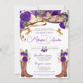 Royal Lila Rose Extravagant Western Charro Einladung (Vorderseite)