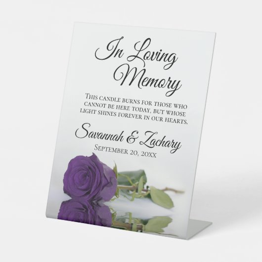 Royal Lila Rose Love Memory Wedding Memorial Sockelschild (Vorderseite)