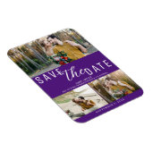 Royal Lila Save the Date Hochzeit 3 Fotos Magnet (Rechte Seite)