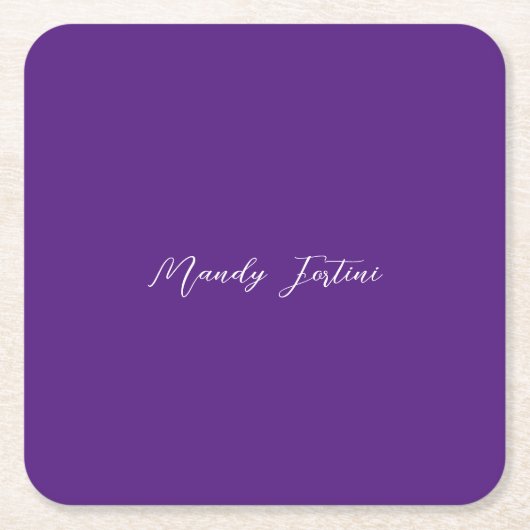 Royal Lila Schlicht Elegante Minimalistische Kalli Rechteckiger Pappuntersetzer (Vorderseite)
