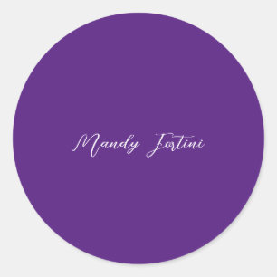 Royal Lila Schlicht Elegante Minimalistische Kalli Runder Aufkleber