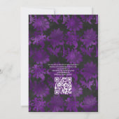 Royal Lila & Silver Floral Wedding QR Code UAwg Einladung (Rückseite)