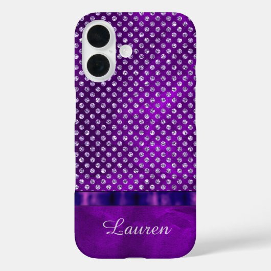 Royal Lila Silver Gem Personalisiert Case-Mate iPhone Hülle (Rückseite)