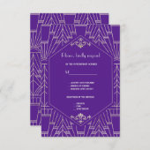 Royal Lila Silver Great 20s Wedding RSVP (Vorne/Hinten)