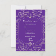 Royal Lila Silver Great 20s Wedding RSVP