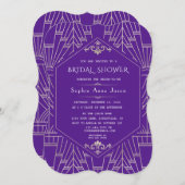 Royal Lila Silver Great Gatsby Brautparty Einladung (Vorne/Hinten)