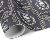 Royal Lila & Silver King of the Dead Christmas Geschenkpapier (Rolleneckpunkt)