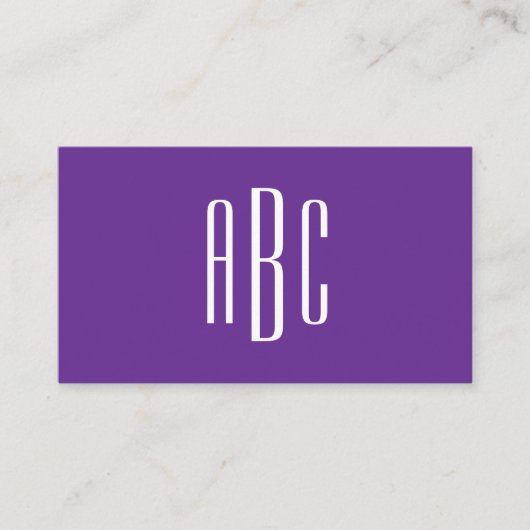 Royal Lila Simple Three Letter Monogram Visitenkarte (Vorderseite)