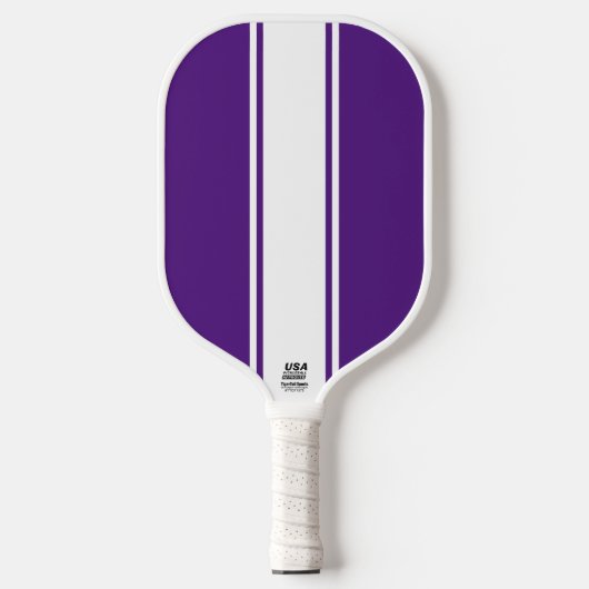 Royal Lila Slim White Racing Streifen Pickleball Schläger (Vorderseite)