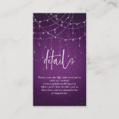 Royal Lila String Lights Wedding Begleitkarte (Vorderseite)