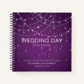 Royal Lila String Lights Wedding Guest Book Notizblock (Vorderseite)