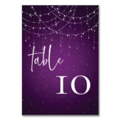 Royal Lila String Lights Wedding Tischnummer (Rückseite)