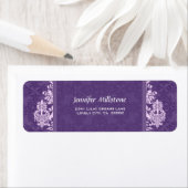 ROYAL LILA Swirl Damask Wedding Address Label (Insitu)