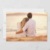 Royal Lila Text Three Foto Wedding Save The Date (Rückseite)