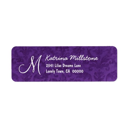 ROYAL LILA Texted Monogram M Adressetikett (Vorne)