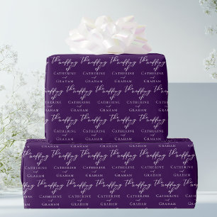 Royal Lila Typografy Personalisiert Wedding Geschenkpapier