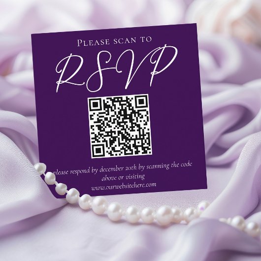 Royal Lila Typografy Wedding QR Code UAWG Begleitkarte