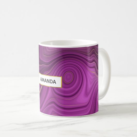 Royal Lila und Gold Agate Abstrakt Kaffeetasse (VorderseiteRechts)