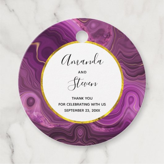 Royal Lila und Gold Agate Abstrakt Vielen Dank Geschenkanhänger (Vorderseite)
