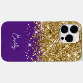 Royal Lila und Gold Glitzer Glam Case-Mate iPhone Hülle (Rückseite (Horizontal))