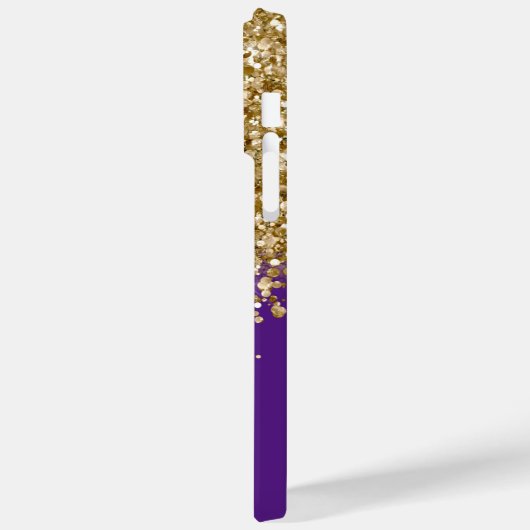 Royal Lila und Gold Glitzer Glam Case-Mate iPhone Hülle (Rückseite / Links)