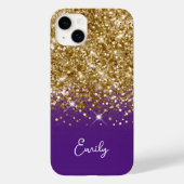 Royal Lila und Gold Glitzer Glam Case-Mate iPhone Hülle (Rückseite)