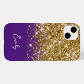 Royal Lila und Gold Glitzer Glam Case-Mate iPhone Hülle (Rückseite (Horizontal))