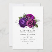 Royal Lila und Silver Floral Wedding Foto Save The Date (Vorderseite)