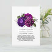 Royal Lila und Silver Floral Wedding Guest List Ankündigung (Stehend Vorderseite)