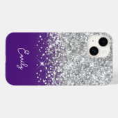 Royal Lila und Silver Glitzer Glam Case-Mate iPhone Hülle (Rückseite (Horizontal))