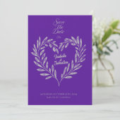 Royal Lila und Silver Save the Date Einladung (Stehend Vorderseite)
