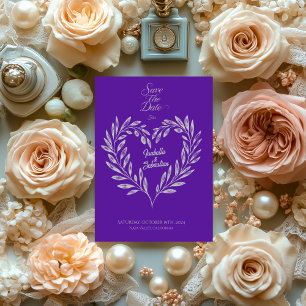 Royal Lila und Silver Save the Date Einladung