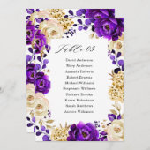 Royal Lila Violet Gold Botanic Seating Chart I Einladung (Vorne/Hinten)