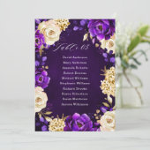 Royal Lila Violet Gold Botanic Seating Chart I Einladung (Stehend Vorderseite)