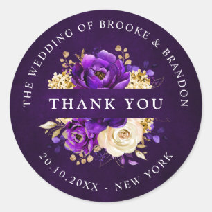 Royal Lila Violet Gold Botanical Danke Clas Runder Aufkleber