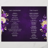 Royal Lila Violet Gold Botanical Wedding Program (Rückseite)