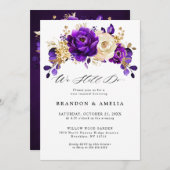 Royal Lila Violet Gold Botanical Wir tun es noch Einladung (Vorne/Hinten)